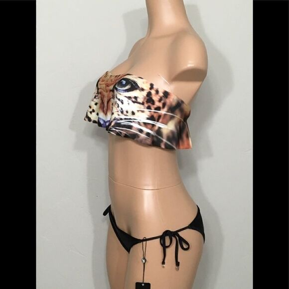 New. WILDFOX Tiger bandeau bikini. S-top/M-bottom - Picture 2 of 5